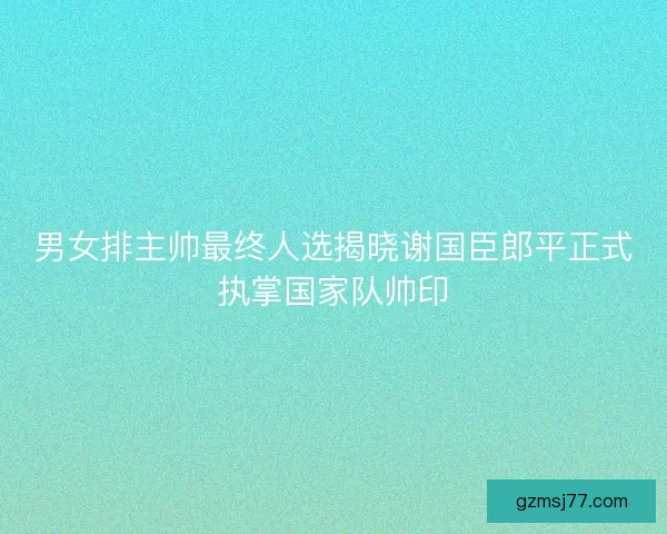 男女排主帅最终人选揭晓谢国臣郎平正式执掌国家队帅印